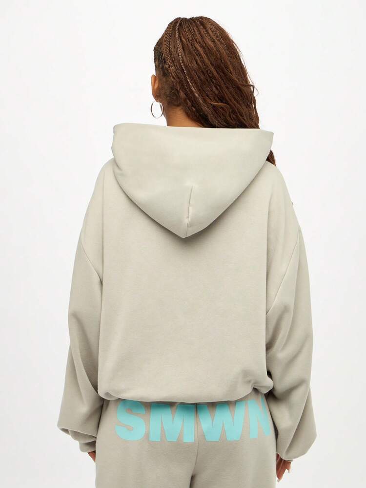 SUMWON WOMEN Oversized Fleece Lined Hoodie With Drawstring And Centre Pocket