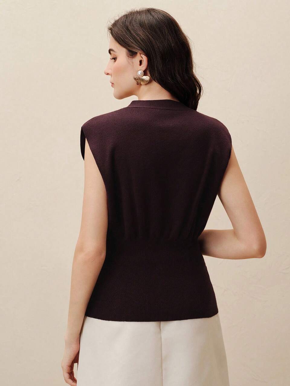 Suéter de punto vintage de estilo elegante europeo y americano con escote en V, adecuado para el uso diario