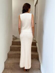 Easowa Fall Clothes For Women  2pcs Autumn/Winter Vest Waistcoat And Tight Long Skirt Sweater Set Two Pieces Skirt Set Women 2 Pieces Skirt Sets Women Vest And Skirt Set Cream Outfit Women Women Two Pieces Set Fall Women Clothes Teacher Outfits For Women Business Casual Woman Fall Women Sweaters Women Sets Two Pieces Fall Sets Winter Clothes For Women Women's Winter Sweater Winter Set  Christmas Women's Clothing Saudi National Day  Chic - Beige - View 6