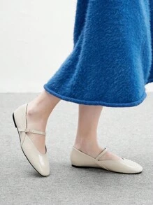 CUCCOO BIZCHIC Giày bệt thường ngày thiết kế khóa đơn giản dành cho nữ - Màu be - Xem 5