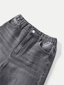 SHEIN Jeans casual comodi con gamba dritta e lavaggio vintage in stile Y2K, nuovi per la primavera/estate 2025, adatti per ragazze adolescenti