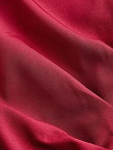 SHEIN MOD Áo sơ mi trắng dài tay có đai eo, dáng ôm, trang phục công sở thường ngày, mùa thu, áo cánh dài tay, áo sơ mi mùa thu, áo cổ chữ V, quần áo, áo sơ mi trở lại trường - Màu Đỏ Sâu - Xem 4
