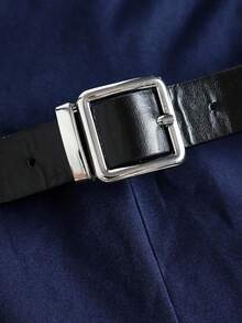 Girlism Teen Girls Bodysuits & Jumpsuits Navy Pleated Wide Leg Loose Jumpsuit With Belt, Casual Style,/Fall,Winter/Y2k,Halloween/Back To School Outfits/First Day Of School Outfit/Halloween,Glowmode,Fall,Winter,Autumn - Navy Blue - View 6