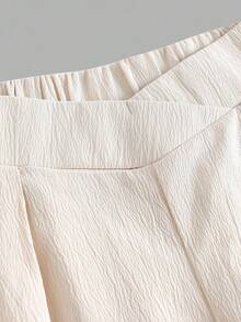 Girlism Apricot Elastic Waist Pleated Loose Fit Pants For Teen Girls, Elegant For Commuting, All-Match & Versatile/Activities/Autumn/Winter/Halloween,Glowmode,Fall,Christmas/Holiday/Festival/Winter,Halloween,Fall,Winter,Autumn,Christmas,Y2k,Summer - Apricot - View 8