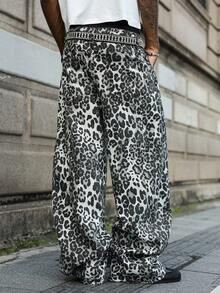 PAVTROS Manfinity Streetrush Fashionable Loose Fit Leopard Print Distressed Jeans, Casual American Style For Autumn - Multicolor - View 2