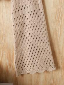 SHEIN Tween Girl Elegant Fitted Long Sleeve Pullover Sweater,In Fall/Winter - Apricot - View 4