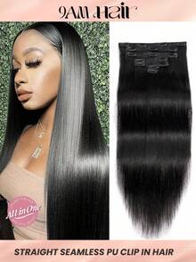 Seamless Clip Ins Tóc nối kẹp liền mạch Tóc nối bằng tóc thật Tóc nối bằng tóc thật Tóc nối bằng tóc thật Kẹp tóc siêu mỏng bằng PU thẳng 7 chiếc 135g Đen tự nhiên 100% Remy Tóc nối bằng tóc thật - Natural Black - Xem 1