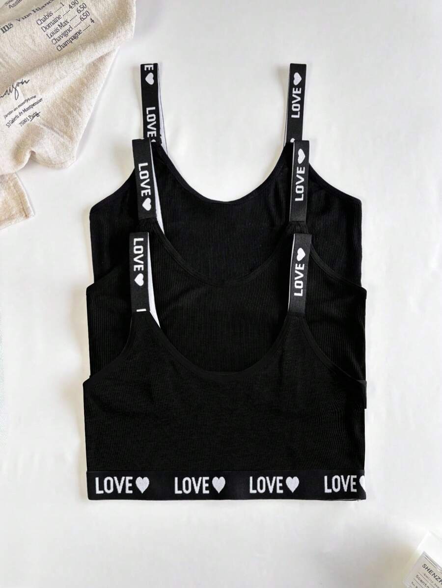 3 Stücke Damen Buchstaben Jacquard Bequemer BH-Set