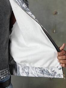 NEON BLANC Chaqueta casual con capucha y cremallera con estampado de ramas de otoño para hombre, para otoño e invierno - Blanco - Ver 7