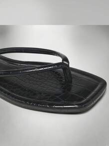 SHUZIA 女士舒适经典人字平底凉鞋 - 黑色 - 查看 6