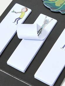 Rick and Morty X SHEIN 卡通人物图案黑色超现实记事本