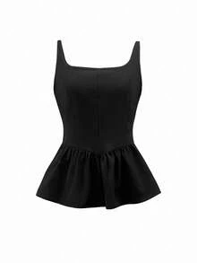 INAWLY Camiseta de mujer plisada en marrón (con estiramiento en 4 direcciones) - Negro - Ver 3
