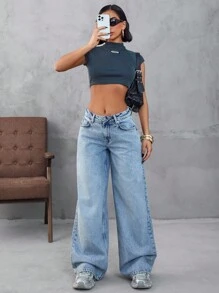 EURMUSE Low Waist Push Up Loose Casual Straight Leg Jean Women S Outfits Work Outfits For Women Set Womens Women S Clothes Women Summer Clothing Women S Bottoms Woman S Summer Clothes