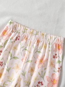 SHEIN Baby Girl Cartoon Rabbit Print Long Sleeve Ruffle Hem T-Shirt And Floral Print Pants Set Baby Girl Two Piece Set Fall Winter - Multicolor - View 8