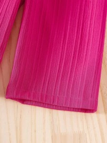 SHEIN Playful Pals Baby Girl Blue Round Neck Sleeveless Top Elastic Waist Sweet Suitable For Outdoor Wear - Hot Pink - View 8