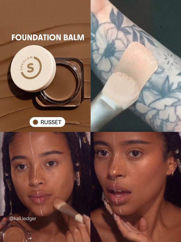 SHEGLAM Full Coverage Foundation Balm-Russet Long Lasting Flawless Moisturizing Foundation Oil-Control Color Corrector Concealer Pore-Less Cover Blemish Non-Greasy Non-Caking Smoother-Looking Cream Foundation Brand Beauty Makeup Face Paint Cosmetic For Women Girls Perfect For Fall Winter Ideal For Y2K Fancy Fashion Suitable For Birthday Christmas Present Party Ready Best Color