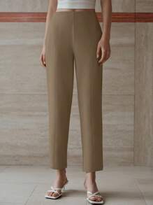 MOTF PREMIUM SOLID SLANT POCKET TAPERED PANTS - Mocha Brown - View 4