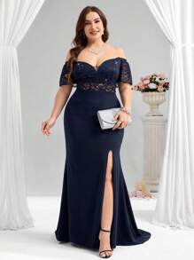 Coutiva Vestido de noche formal de talla grande (muy adornado)