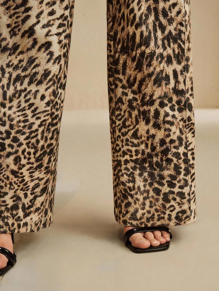 Fashionable Urban Chic Leopard Print Women's Jeans, Autumn/Winter New Arrival