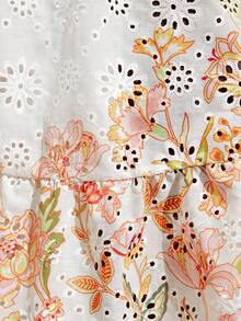 Maija 女式多色印花方领设计收腰别致度假浪漫波西米亚宽领口无袖褶皱腰喇叭形 A 字拼接沙滩裙，波西米亚风格伊莎贝拉岛度假装，夏季多巴胺度假装，独立音乐节西式长裙 - 彩色 - 查看 8