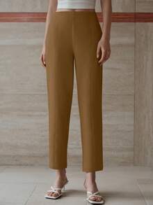 MOTF PREMIUM 纯色斜口袋锥形裤 - Golden Glow - 查看 4