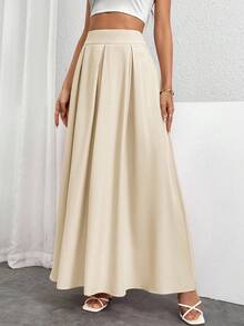 Firerie 女士米色高腰褶裙 - 卡其色 - 查看 6