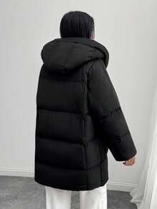 EURMUSE Petite Petit manteau matelassé zippé unicolore - Chaleur minimaliste noire - Noir - Voir 2