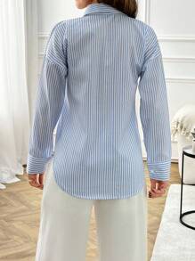 EURMUSE Casual & Comfortable Commuting Striped Long Sleeve Shirt - Multicolor - View 2