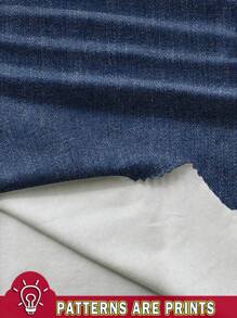 EMERY ROSE 2pcs/Set Plus Size Women Faux Denim Texture Heart Print Short Sleeve Top And Pants Casual Outfit Suitable For Going Out,Holiday Outfits For Women - Navy Blue - View 6