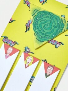 Rick and Morty X SHEIN Bloc-notes à motif de personnage de dessin animé mignon - Jaune citron - Voir 3