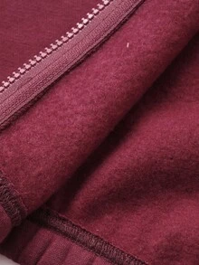 DAZY Young Girls Regular Collar English Print Contrast Stripe Decor Casual Sweatshirt Fall,Winter - Red - View 9