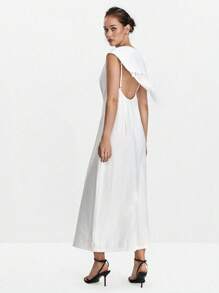 Lumivelle Váy không tay cổ chữ U có tua rua trang trí phía sau dành cho nữ - trắng - Xem 4