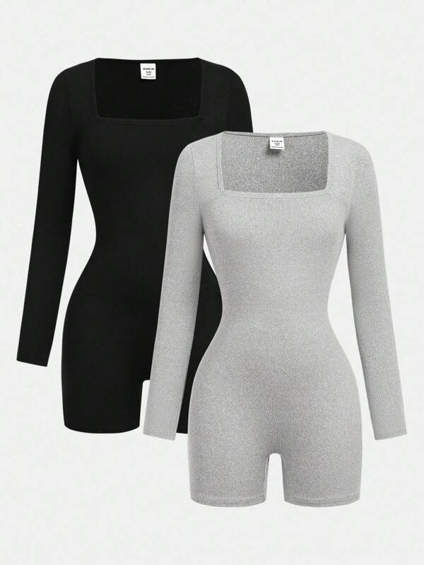 Girlism 2pcs/Set Tween Girls' Casual Solid Color Knit Jumpsuit, Leisure Sports, Minimalist Homewear