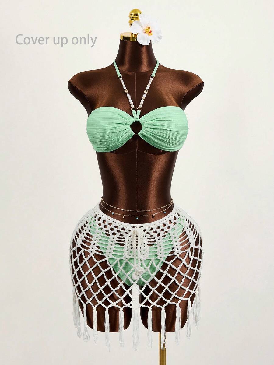 Zestiva Bohemian Stil Patchwork Quaste Saum Hollow Out Häkeln Strand Cover Up Rock, Geeignet Für Sommer, Urlaub, Reisen, Schwimmbad