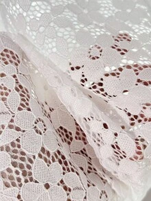 GlowEve Lace Fabric Asymmetric Ruched Sheer Elegant Blouse For Women Fall Cloth For Women - White - View 6