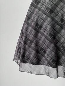 Sunspun Sukienka w kratę z nadrukiem i kwadratowym dekoltem i rękawami typu cap, letnia