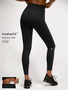 GLOWMODE 24" FeatherFit™ 7/8 Xà cạp yoga Kéo dài Cao Dây thắt lưng Khỏe mạnh Quần tất Với Trở lại Túi điện thoại - màu đen - Xem 2