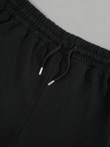 RueChic Men Drawstring Waist Zipper Pocket Patched SS Fashion Shorts Regular Short Gift For Boyfriend - Black - View 6