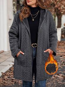 SHEIN Clasi Plus Size Women Cable Pattern Long Sleeve Zip-Up Hooded Casual Fleece Jacket,Comfortable And Warm From The Cold,Comfortable And Warm From The Cold,2025 New,Plus Size Women Long Sleeve Pockets Casual Coat,Fall Women Clothes, Winter Clothes For Women,Vintage,Going Out Outfits,Fall Outfits,Trench Coat,Winter  For Women,Fall Clothes Plus Size, Office Outfits For Women,Fall Outfits For Women,Classy Outfits For Women,Women's Fall Clothes,Office,Halloween,Halloween Costumes,Halloween Clothes,Halloween Clothes Women,Fall Tops,Old Money Style Women,Plus Size Women  Long Sleeve Pockets Casual Hooded Reversible Double Sided Coat,Fall Clothes For Women Autumn