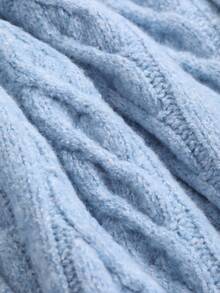 DAZY Women's Loose Fit Solid Color Crew Neck Cable Knit Sweater,Fall Women Clothes Modest Fashion - Blue - View 9