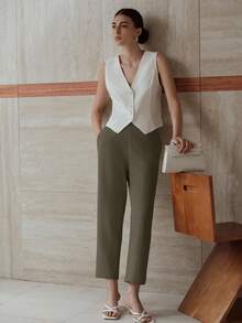 MOTF PREMIUM 纯色斜口袋锥形裤