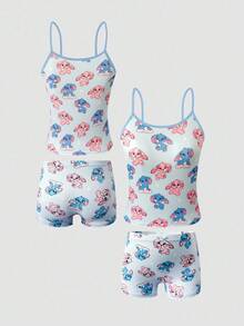 4pcs/Set Girls' Minimalist Solid Color Wireless Camisole & Comfortable Boyshort Panty Underwear Set Cute Underwear Set Fall Winter - Multicolor - View 9