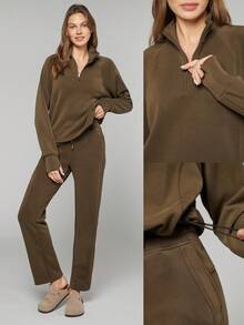 GLOWMODE 莫代爾1/4拉鍊調節運動衫 - 棕色 - 查看 8