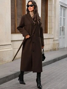 EMERY ROSE Women's Fashionable & Versatile Overcoat, Autumn/Winter Fall Overcoat Teacher - Coffee Brown - View 7