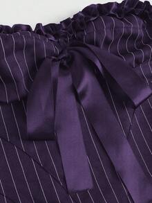 ROMWE Goth Gothic Style Striped Fabric Bow-Tie Strap Women's Bustier Top, Purple