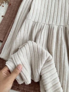 LMoss Kids 2件套少女纯色针织休闲连衣裙套装 - 彩色 - 查看 3