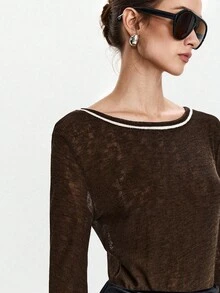 SHEIN Luminelle Áo thun nữ chủ đề Halloween, vải mùa thu dành cho nữ. - màu nâu - Xem 7