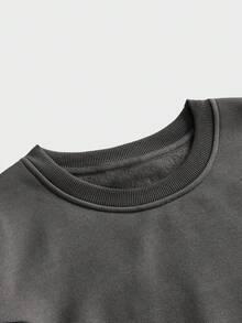 EASEVO 大码男士休闲圆领套头衫，纯色拼布撞色，适合秋冬 - 彩色 - 查看 3