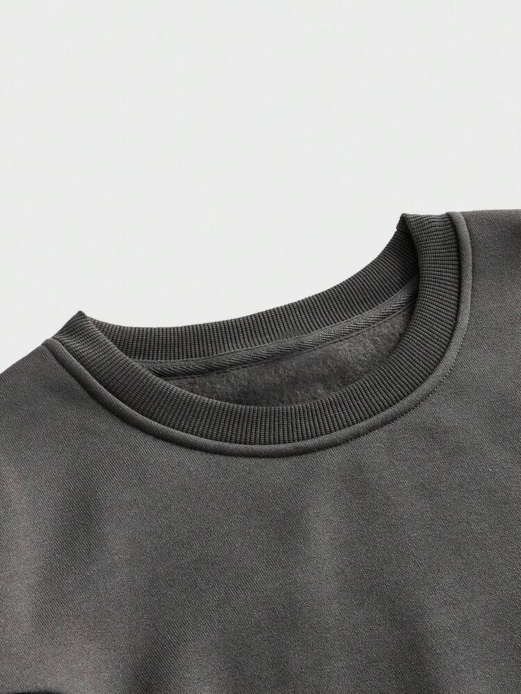 EASEVO Plus Size Men's Casual Crew Neck Pullover Sweatshirt, Solid Color Patchwork Contrast Color, For Fall Winter - Multicolor - View 3