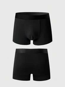 Manfinity Underwear&Sleepwear Basics 10pcs/Pack Men's Comfortable Solid Color Boxer Briefs Men Black Boxer Briefs Pack Of Panties Black Underwear Black Panties 10 Piece Underwear Set - Black - View 4